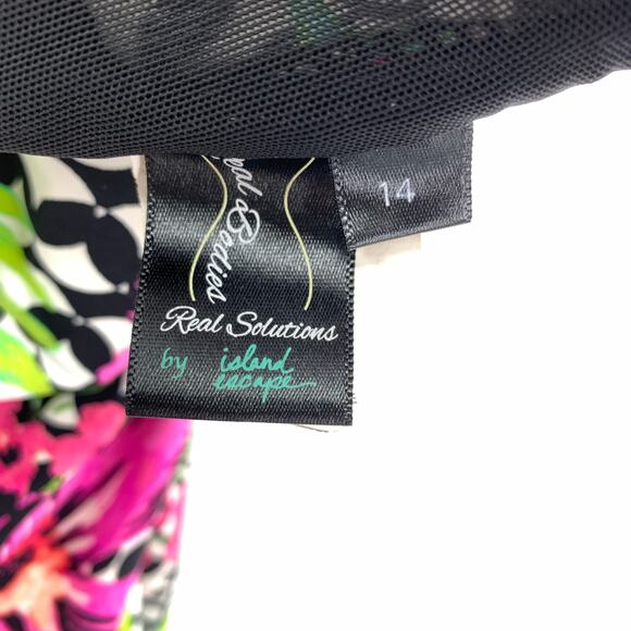 Island Escape Tankini Swimsuit Top Womens Size 14 Multicolor Floral Print Halter - Picture 5 of 6